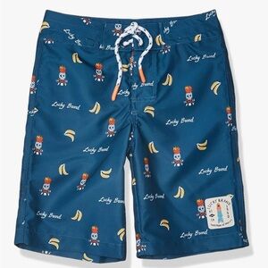 Lucky Brand Kids Teal Graphic swim trunks Shorts, size 8. Like new